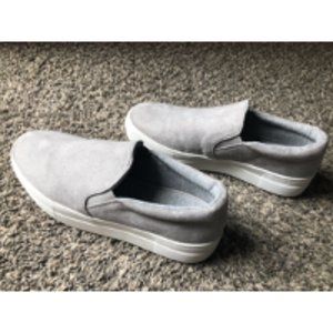 Grey soft micro suede slip on sneaker